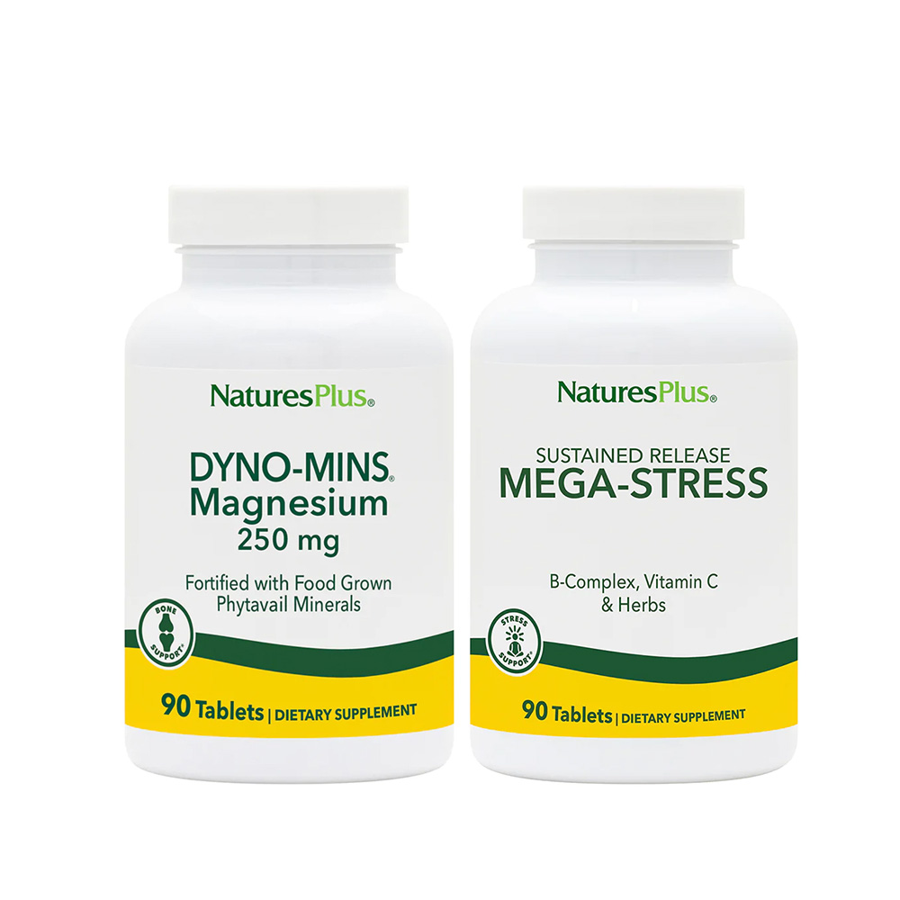 NATURE'S PLUS - PROMO PACK DYNO-MINS Magnesium 250mg - 90tabs & Mega Stress Complex - 30tabs